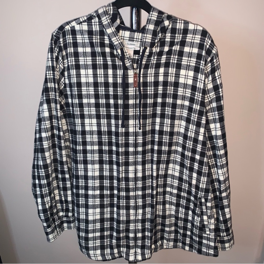 LL Bean Black Zip Up flannel